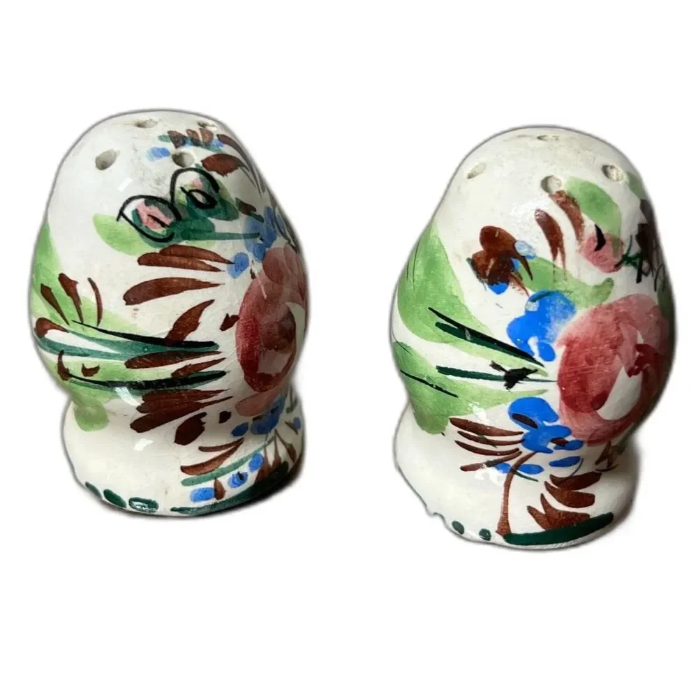 Vintage Nove Italy Hand Painted Salt Pepper Shakers Ceramic Italian Design MCM